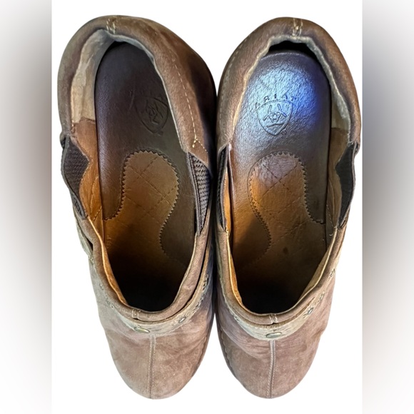 Ariat Womens Westlake Leather Suede Stitched Flower Western Clogs Size 7.5 Brown - Picture 7 of 11